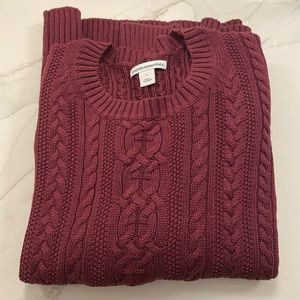 Amazon Essentials Women's Cable Knit Sweater - Dark Red